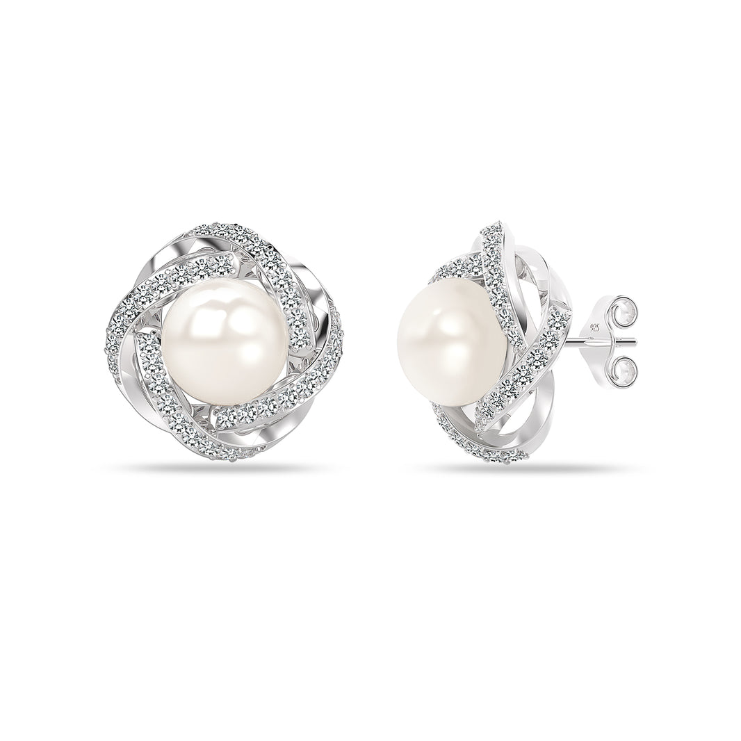 Pearly elegance Silver Earrings