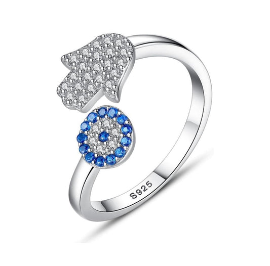 Hamsa Evil Eye Good Luck Ring