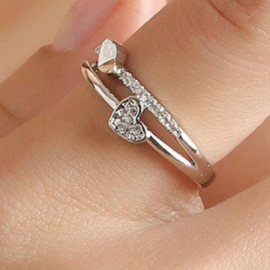 Dual layered heart ring