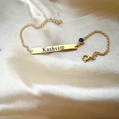 Personalized Birthstone Silver Name Bracelet