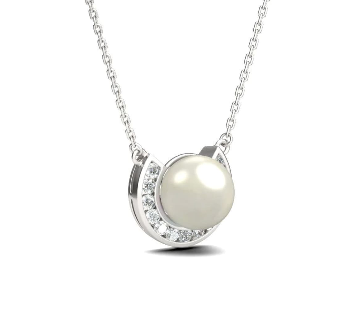 Minimal pearl zircon necklace set