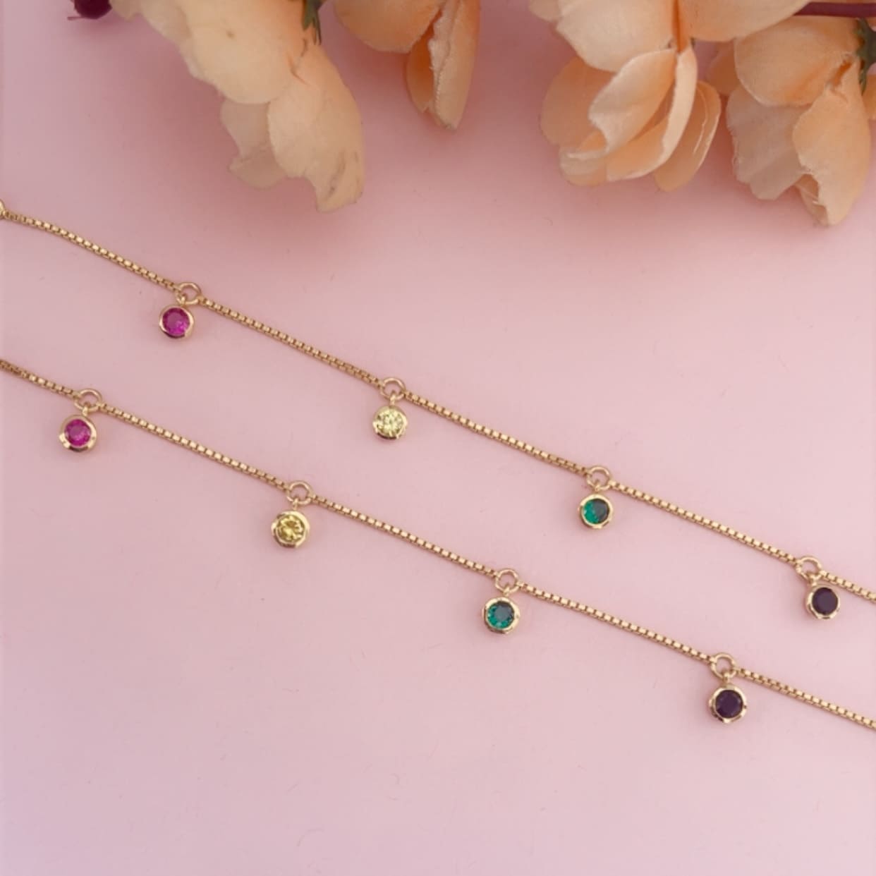 Minimal multi gemstone Anklet