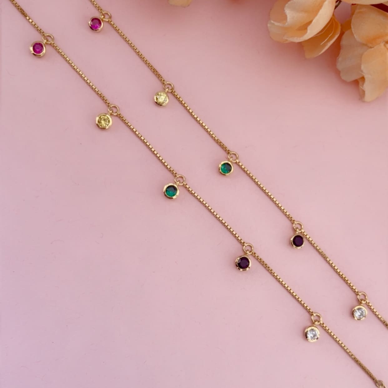 Minimal multi gemstone Anklet