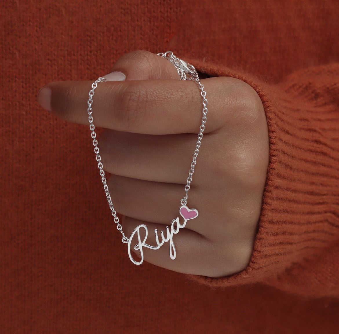 Personalised Heart Silver Necklace