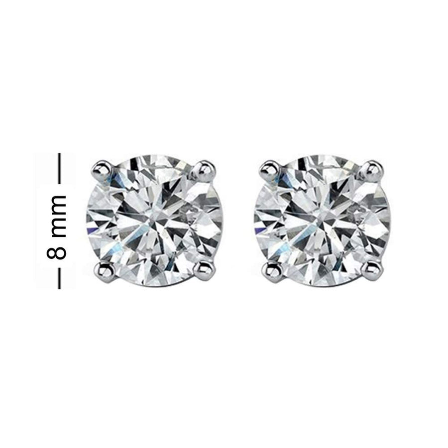 MIHA Silver Shiny Zircon Studs Earrings