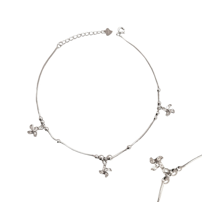 Miha Pin Wheel Silver Anklets