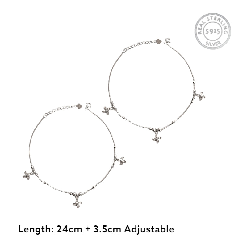 Miha Pin Wheel Silver Anklets