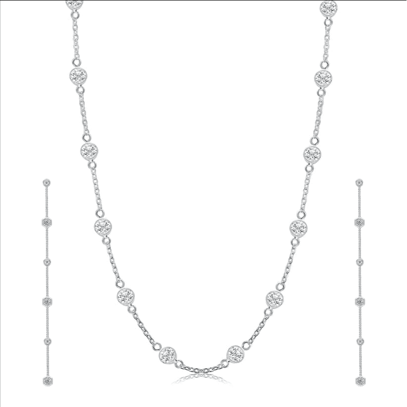 Princess silver zircon necklace set