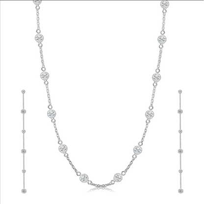 Princess silver zircon necklace set