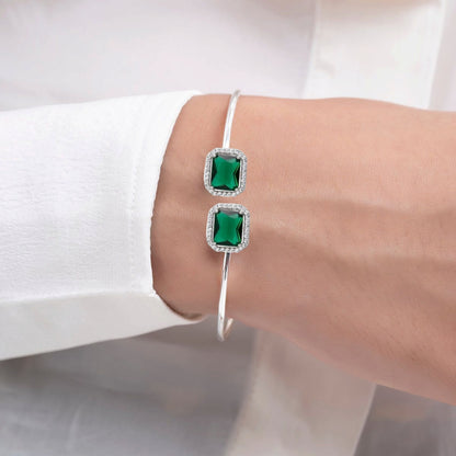 Emerald Green Silver Cuff Bracelet