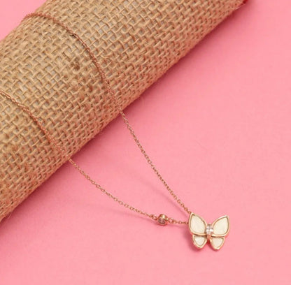 Mother of Pearl Butterfly Rosegold Necklace