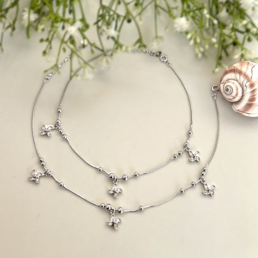 Miha Pin Wheel Silver Anklets