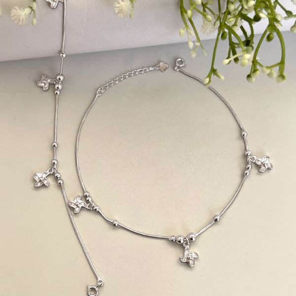 Miha Pin Wheel Silver Anklets