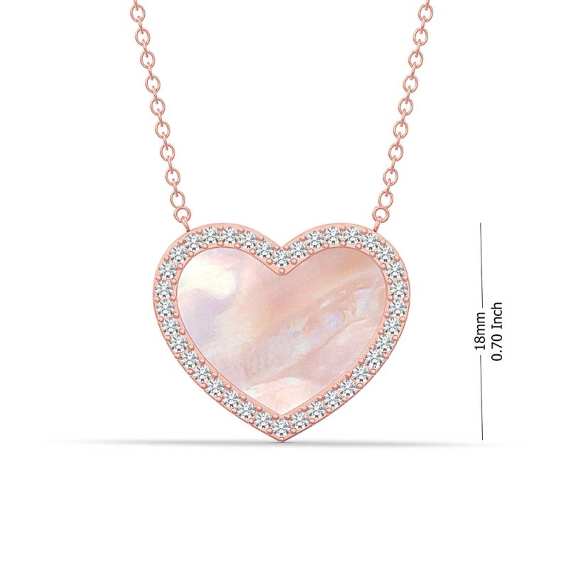 Mother of Pearl Heart CZ Rosegold Necklace