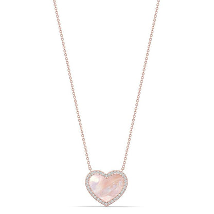 Mother of Pearl Heart CZ Rosegold Necklace