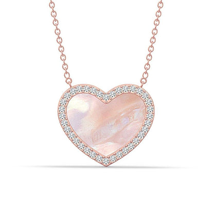 Mother of Pearl Heart CZ Rosegold Necklace