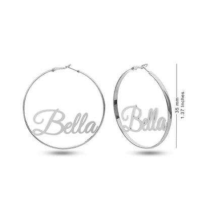 Personalised Name Silver Hoop Earrings