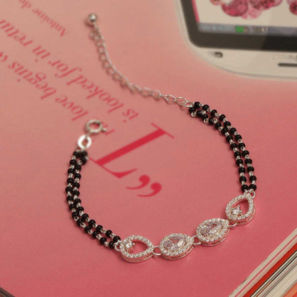 Silver dual chain Mangalsutra Bracelet