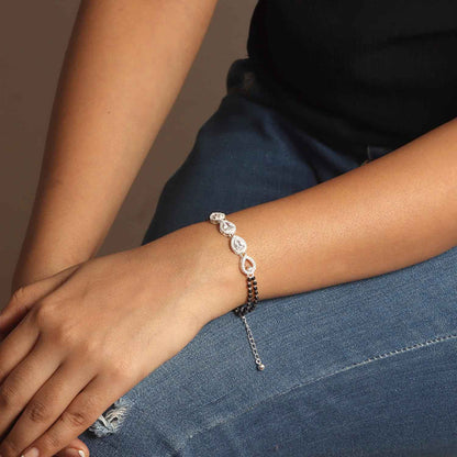 Silver dual chain Mangalsutra Bracelet