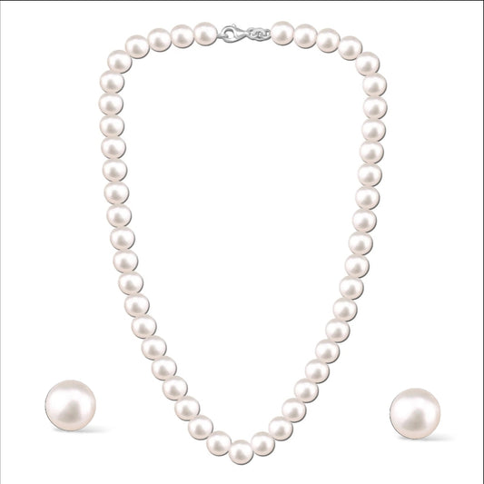 All pearl silver necklace set