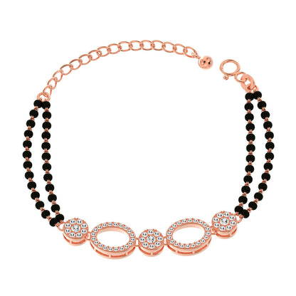 Silver Roaegold Plated dual chain Mangalsutra Bracelet