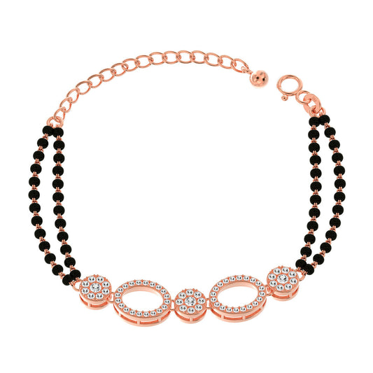Silver Roaegold Plated dual chain Mangalsutra Bracelet