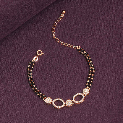 Silver Roaegold Plated dual chain Mangalsutra Bracelet