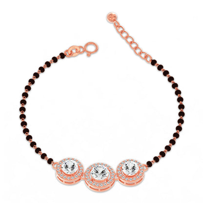 Silver Roaegold Plated Solitaire Mangalsutra Bracelet