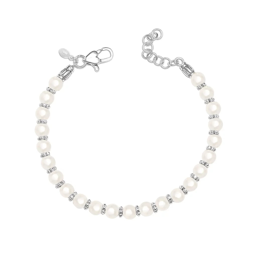 Beaded Pearl Silver Bracelet