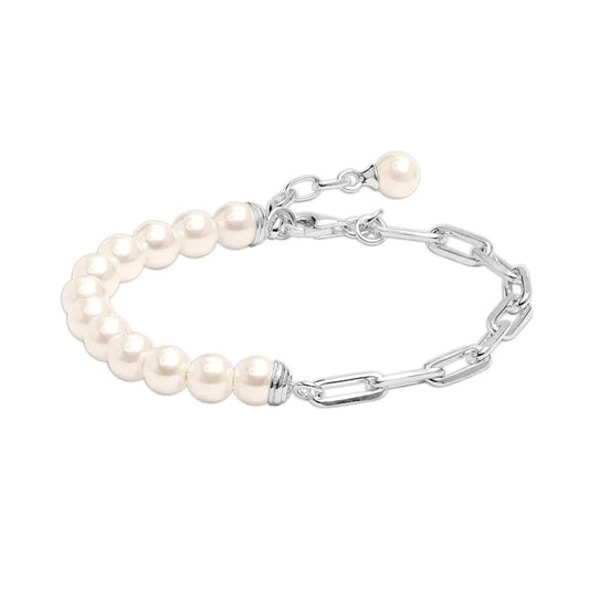 Paperclip Link Pearl Bracelet