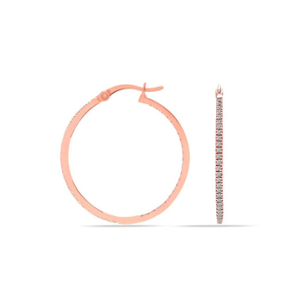 Rosegold CZ Silver Hoop Earrings