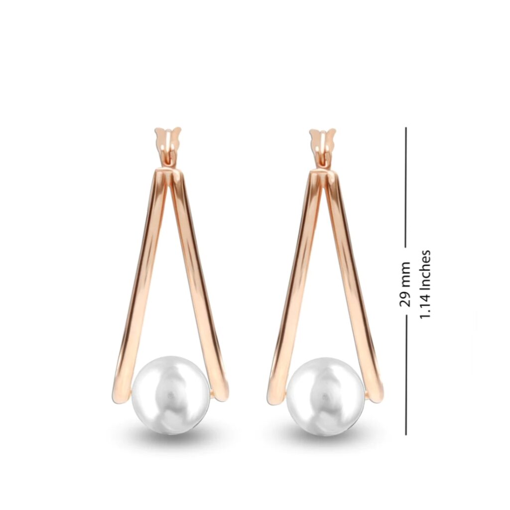 Rosegold Pearl Oval Hoop Earrings