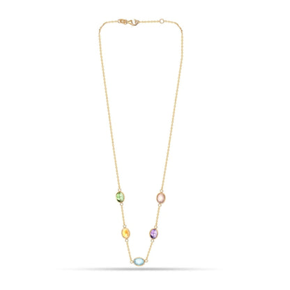Multi Gemstones Gold Plated Silver Necklace