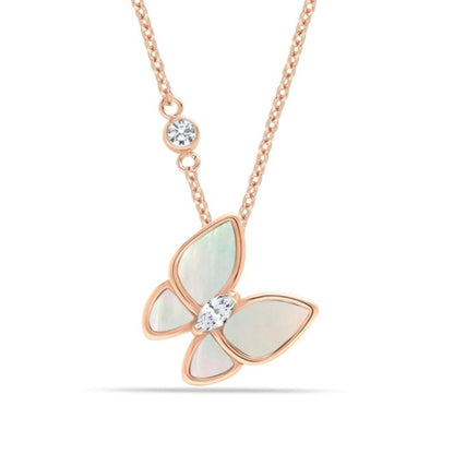 Mother of Pearl Butterfly Rosegold Necklace