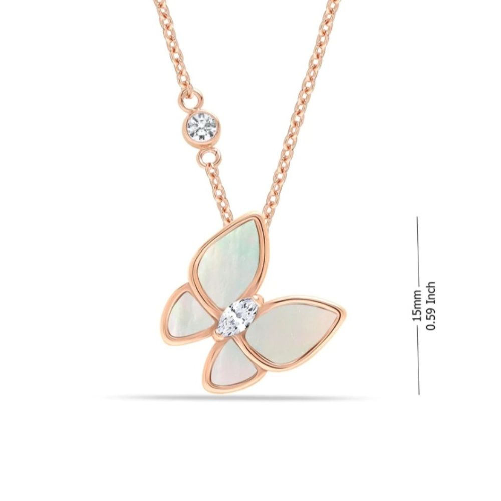 Mother of Pearl Butterfly Rosegold Necklace