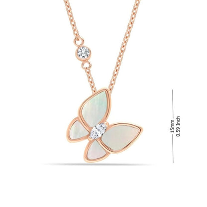Mother of Pearl Butterfly Rosegold Necklace