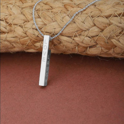 Engraved Personalized Vertical Bar Necklace