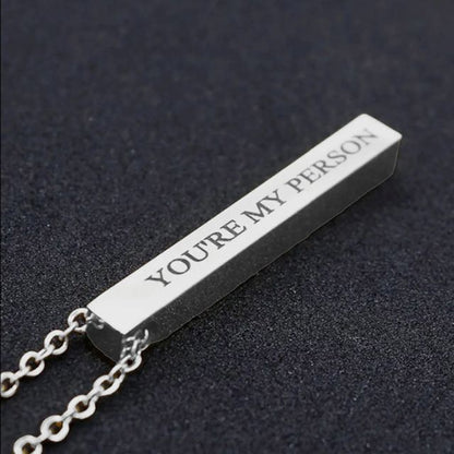 Engraved Personalized Vertical Bar Necklace