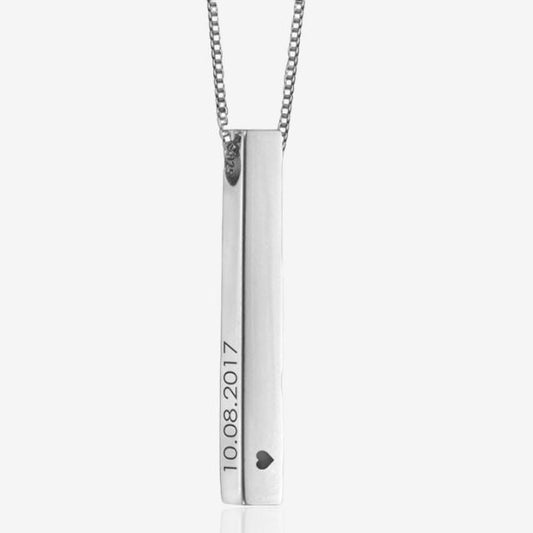 Engraved Personalized Vertical Bar Necklace