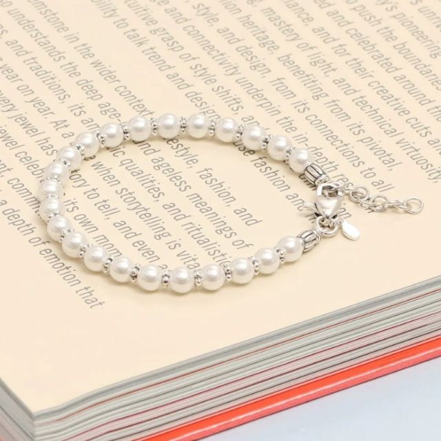 Beaded Pearl Silver Bracelet