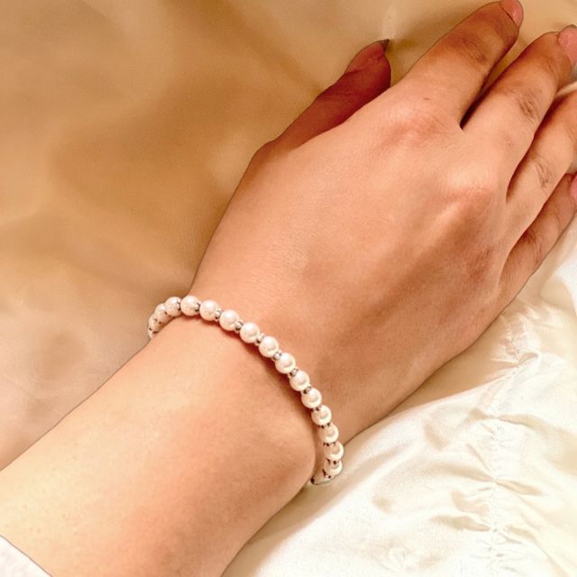 Beaded Pearl Silver Bracelet