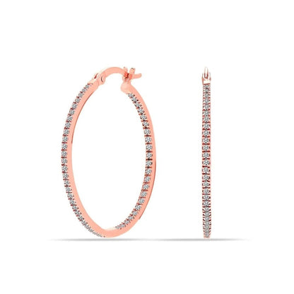 Rosegold CZ Silver Hoop Earrings