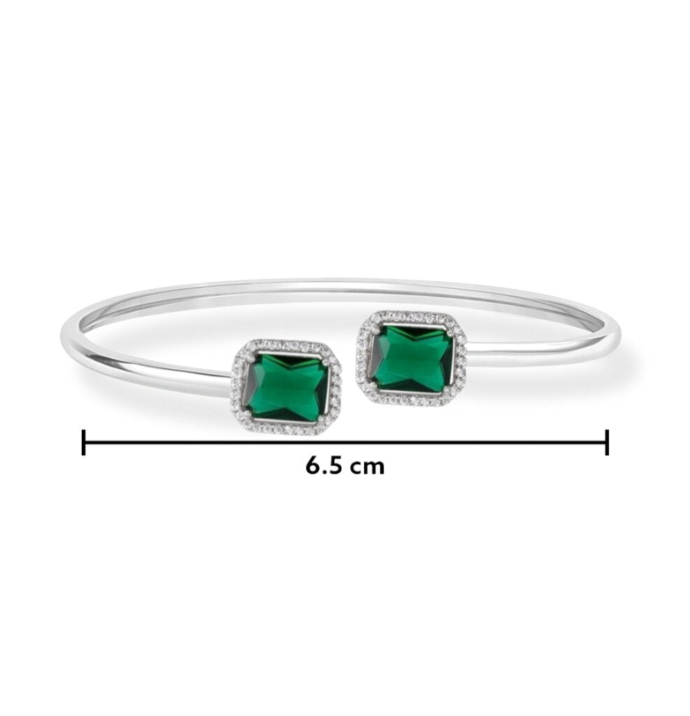 Emerald Green Silver Cuff Bracelet