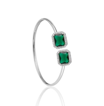 Emerald Green Silver Cuff Bracelet