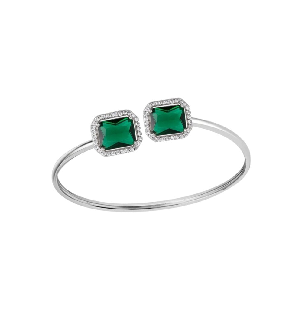 Emerald Green Silver Cuff Bracelet